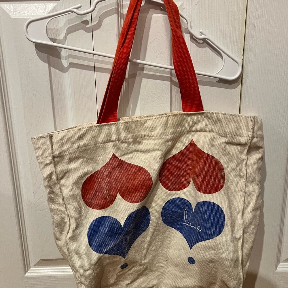 Canvas Tote Bag - Red and Blue Hearts